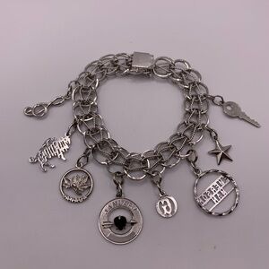 #009 Vintage 925  sterling silver charm bracelet